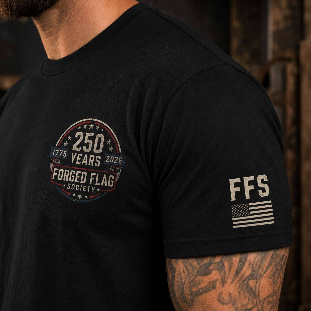 1776–2026 America 250 Forged Flag Tee