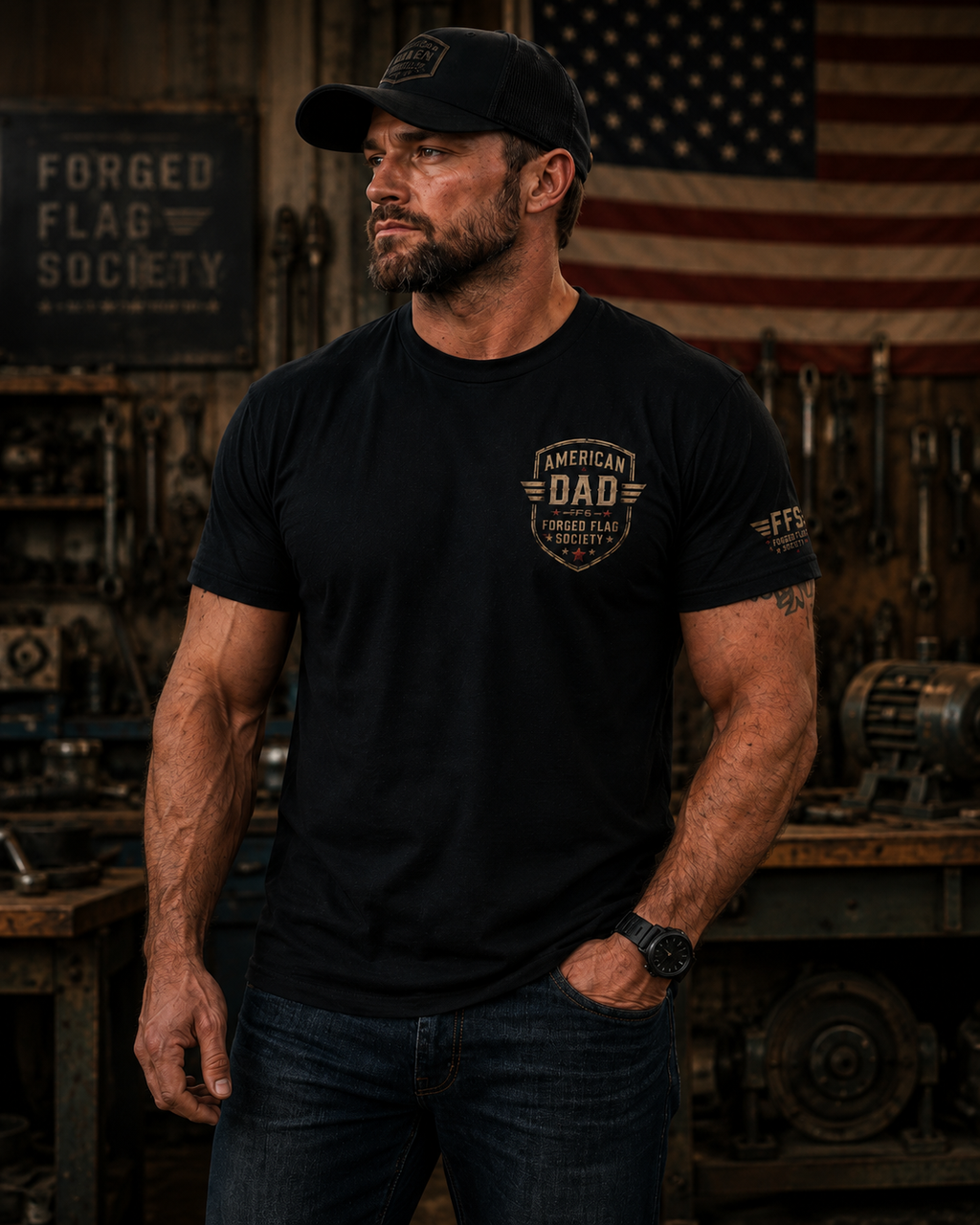 American Dad Forged Flag Tee