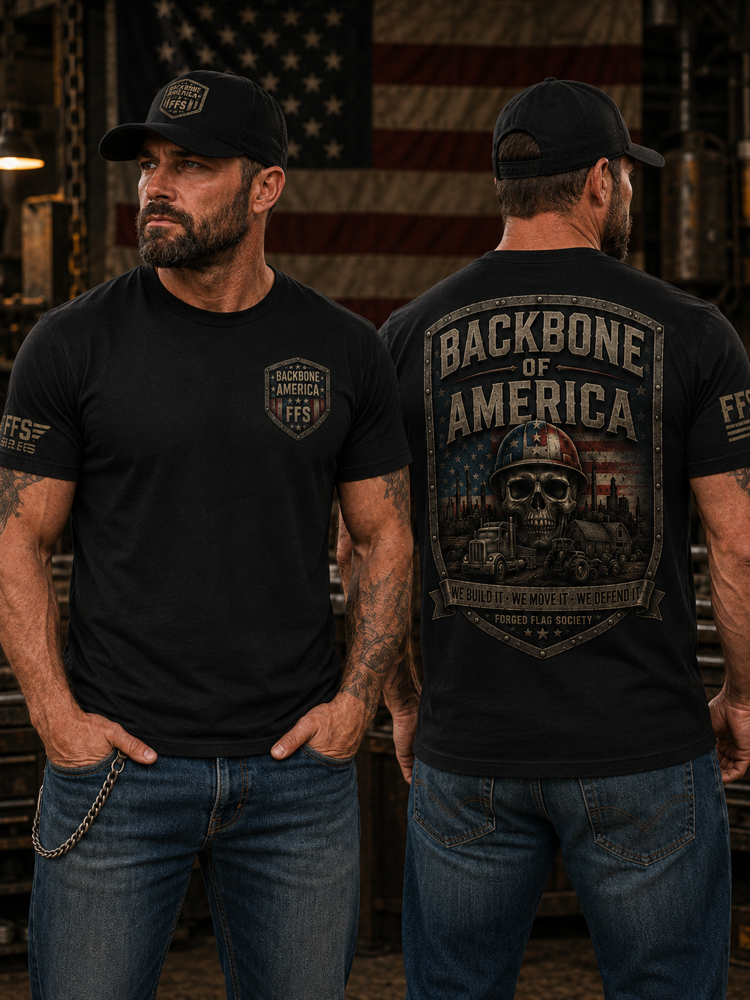 Backbone of America Forged Flag Tee