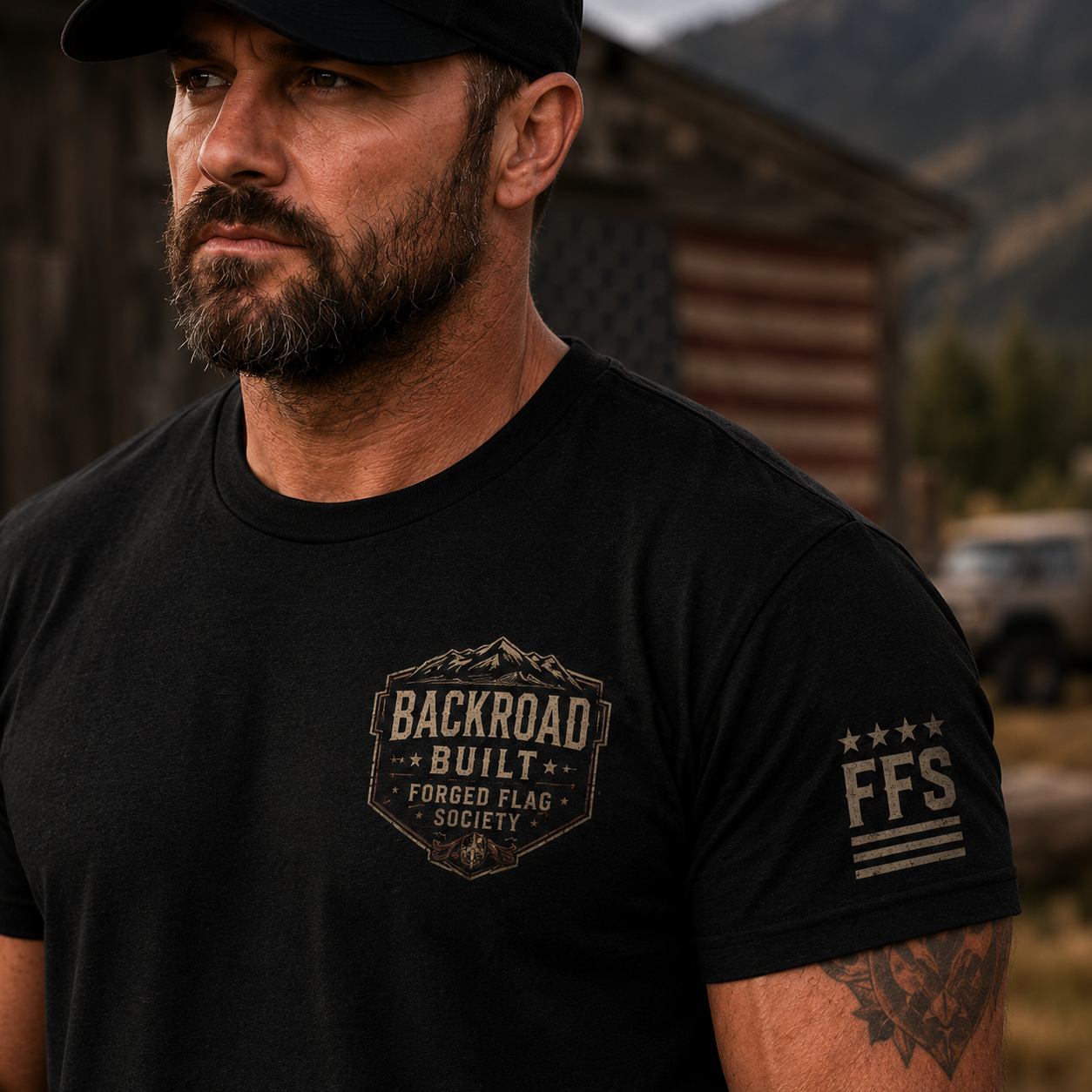 Backroad Built Forged Flag Tee