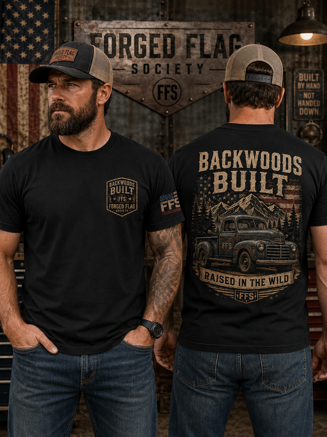 Backwoods Built Forged Flag Tee