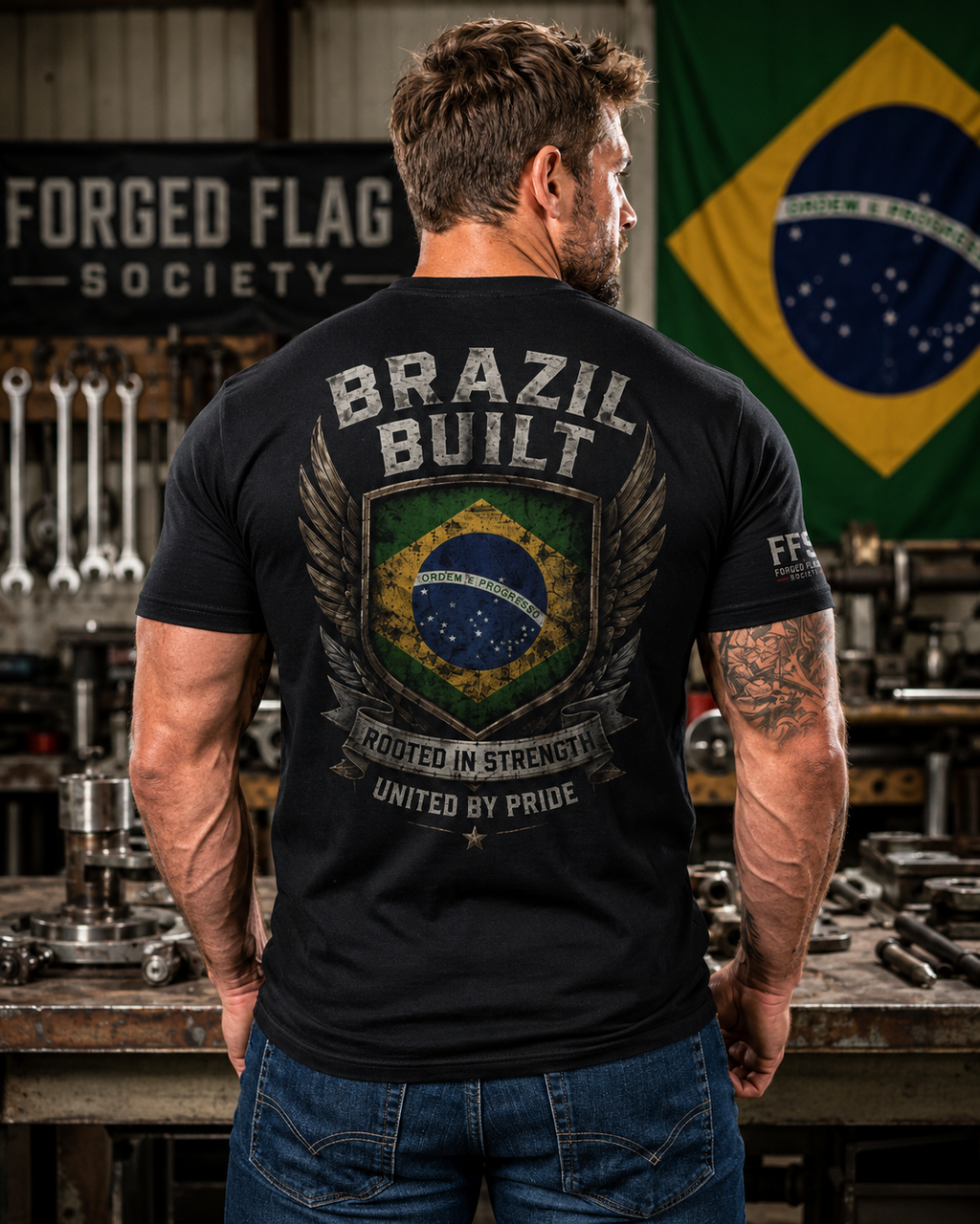Brazil Built Forged Flag Tee