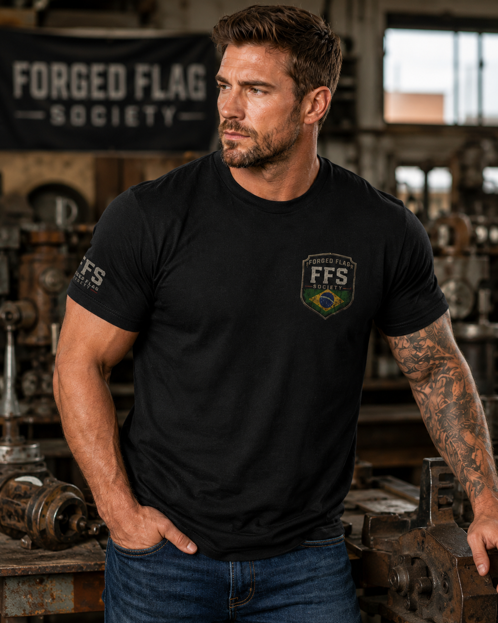 Brazil Built Forged Flag Tee