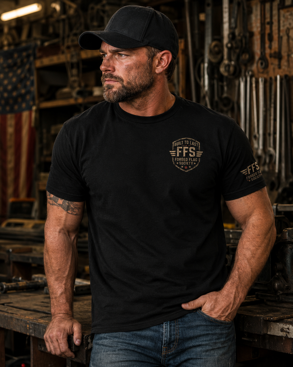 Built to Last Forged Flag Tee
