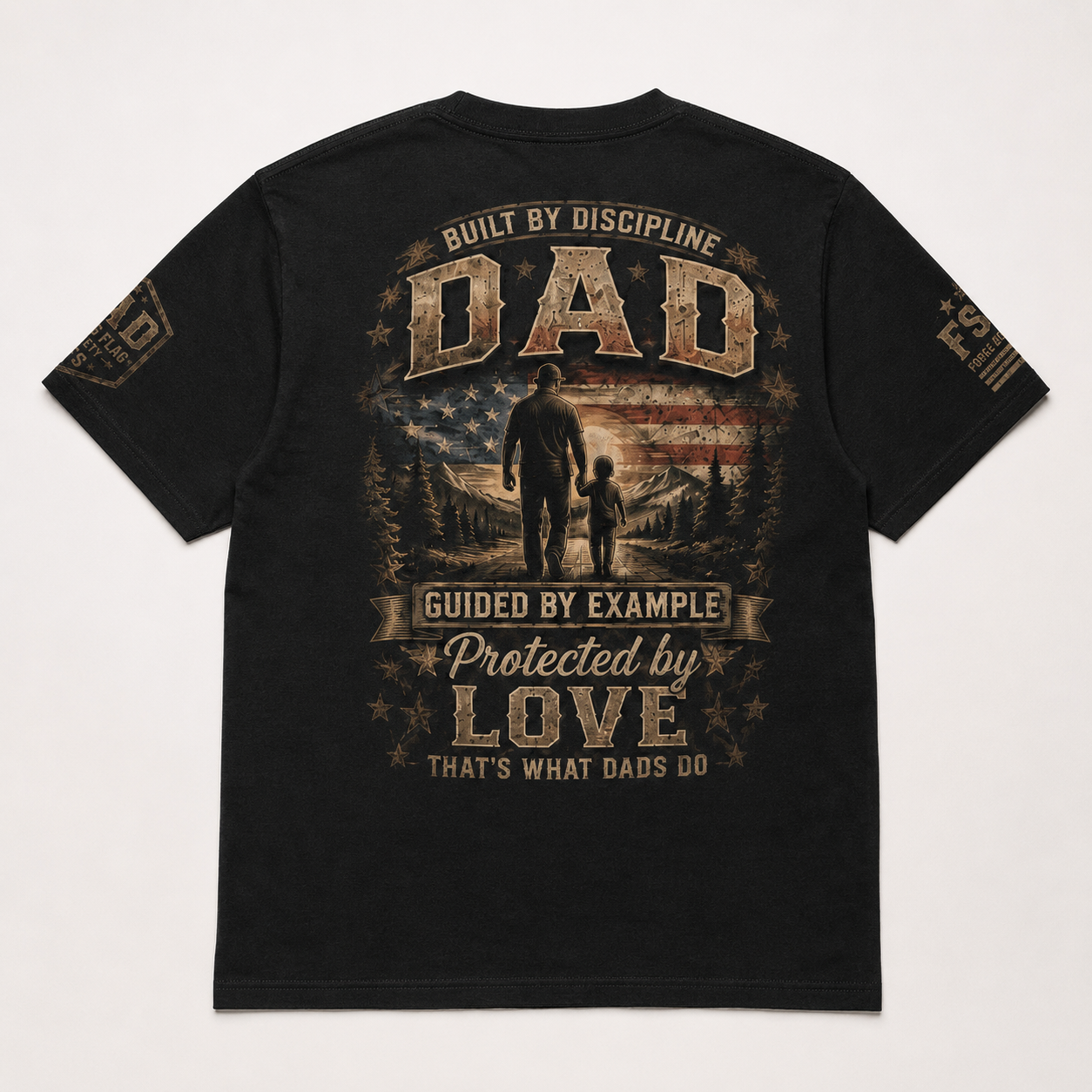 Built By Discipline Dad Forged Flag Tee