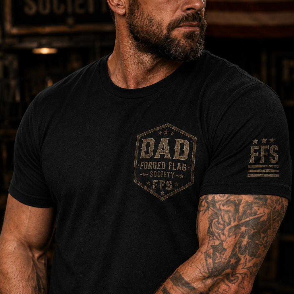 Built By Discipline Dad Forged Flag Tee