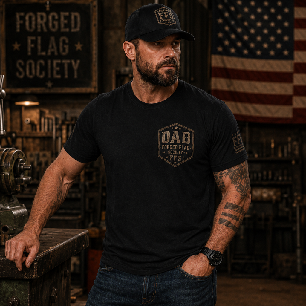Built By Discipline Dad Forged Flag Tee