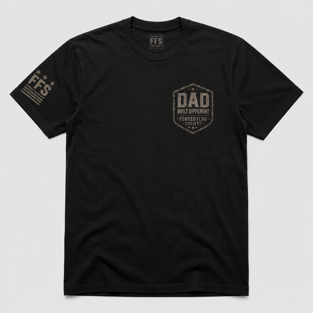 Dad Built Different Forged Flag Tee