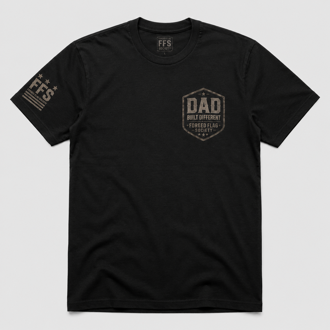 Dad Built Different Forged Flag Tee