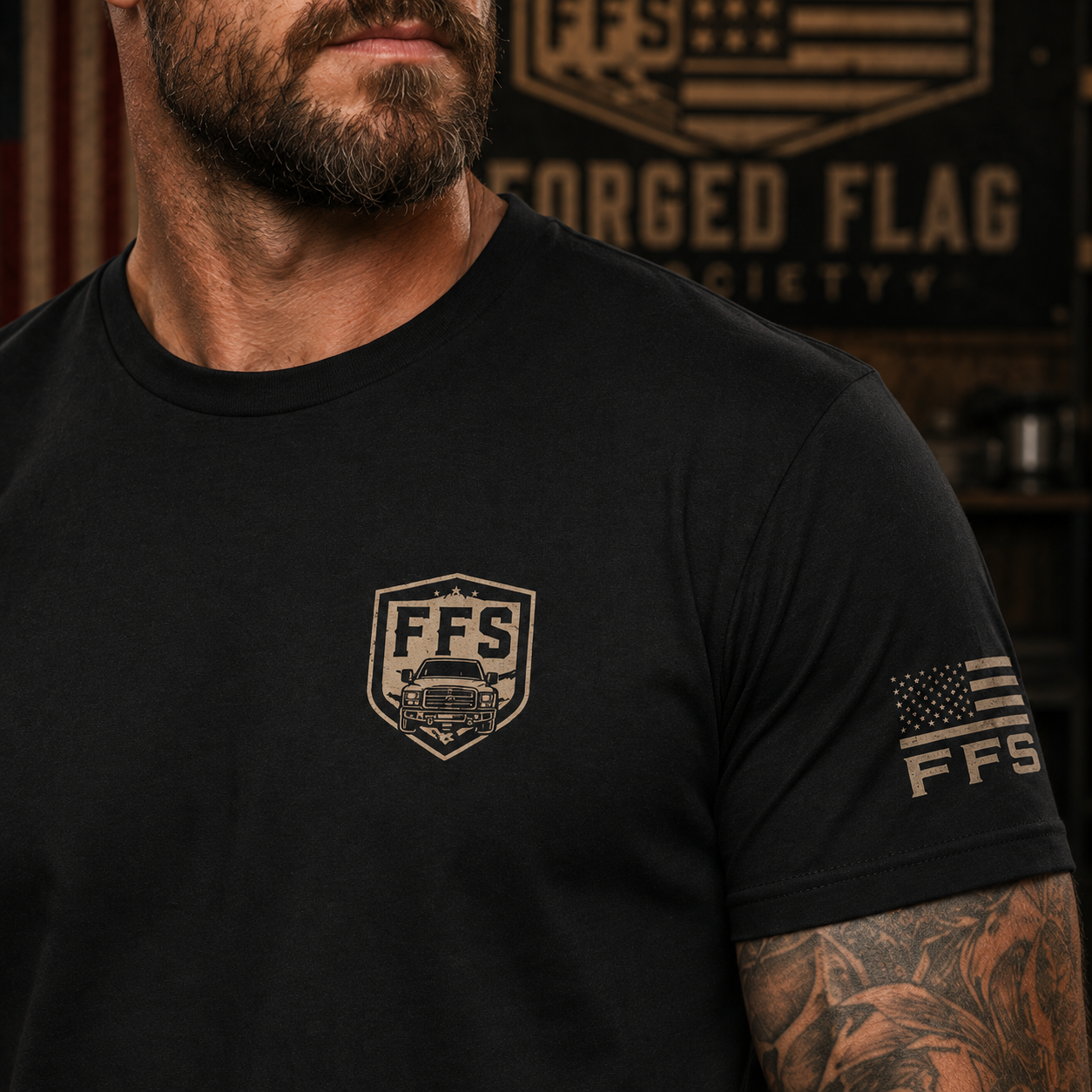 I Love My Truck Forged Flag Tee