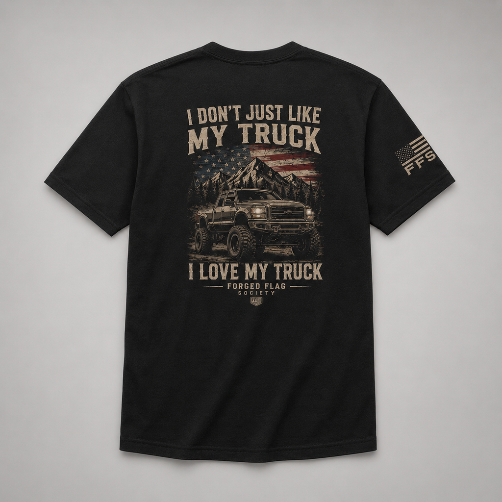 I Love My Truck Forged Flag Tee