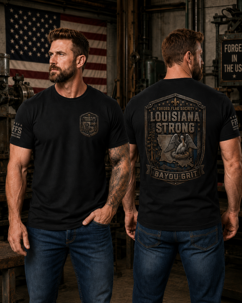 Louisiana Strong Forged Flag Tee