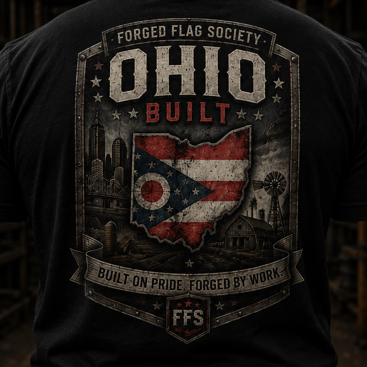Ohio Built Forged Flag Tee