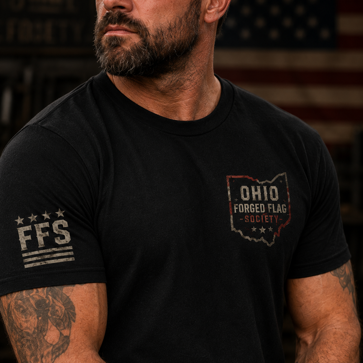 Ohio Built Forged Flag Tee
