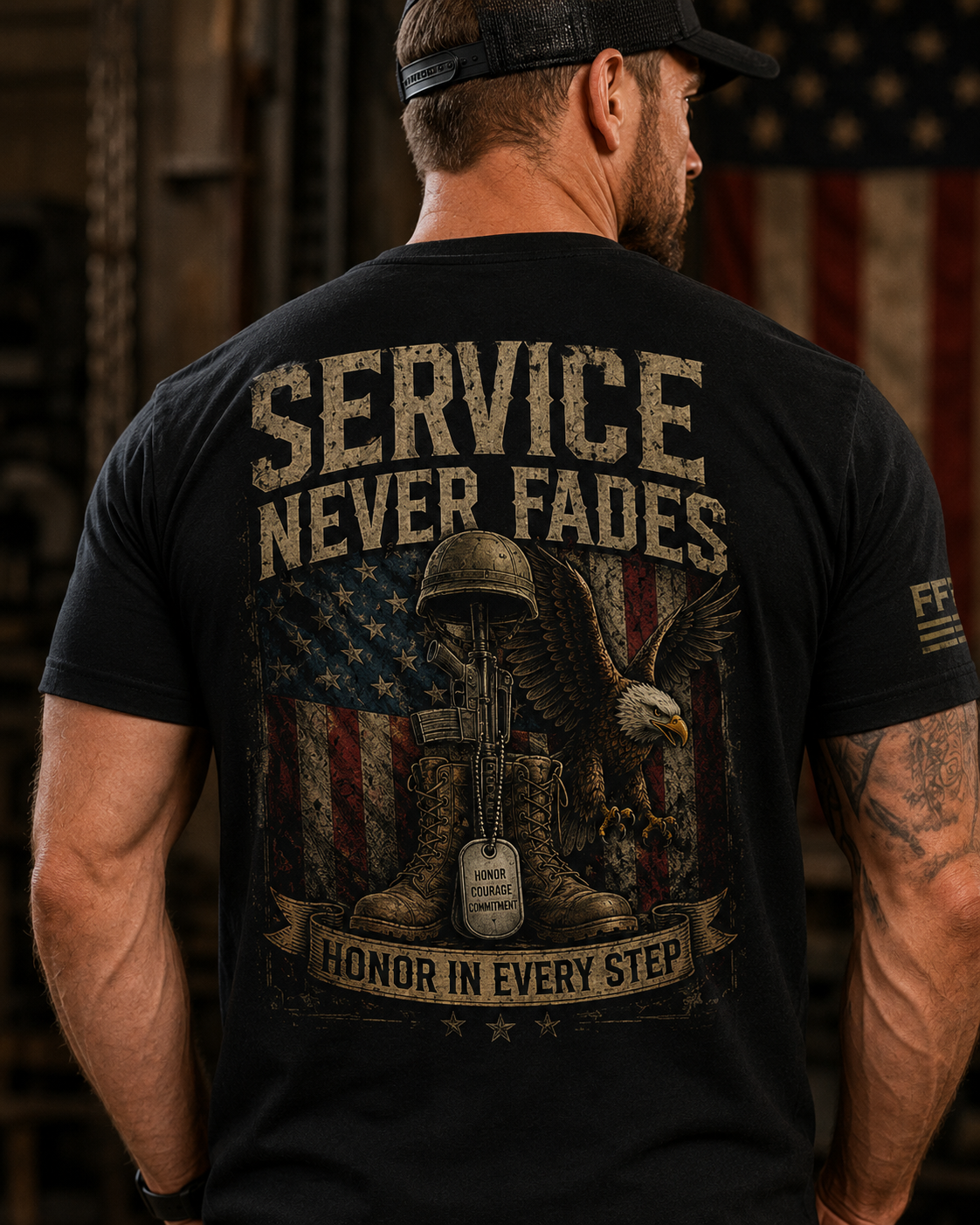 Service Never Fades Forged Flag Tee