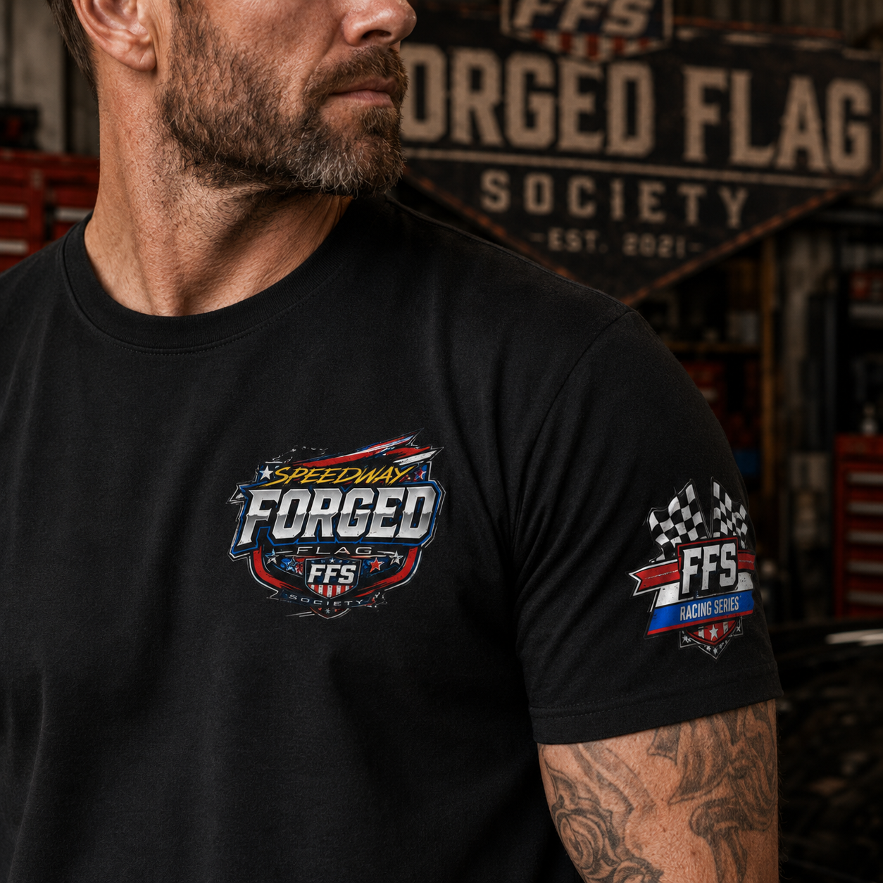 Speedway Forged Flag Tee