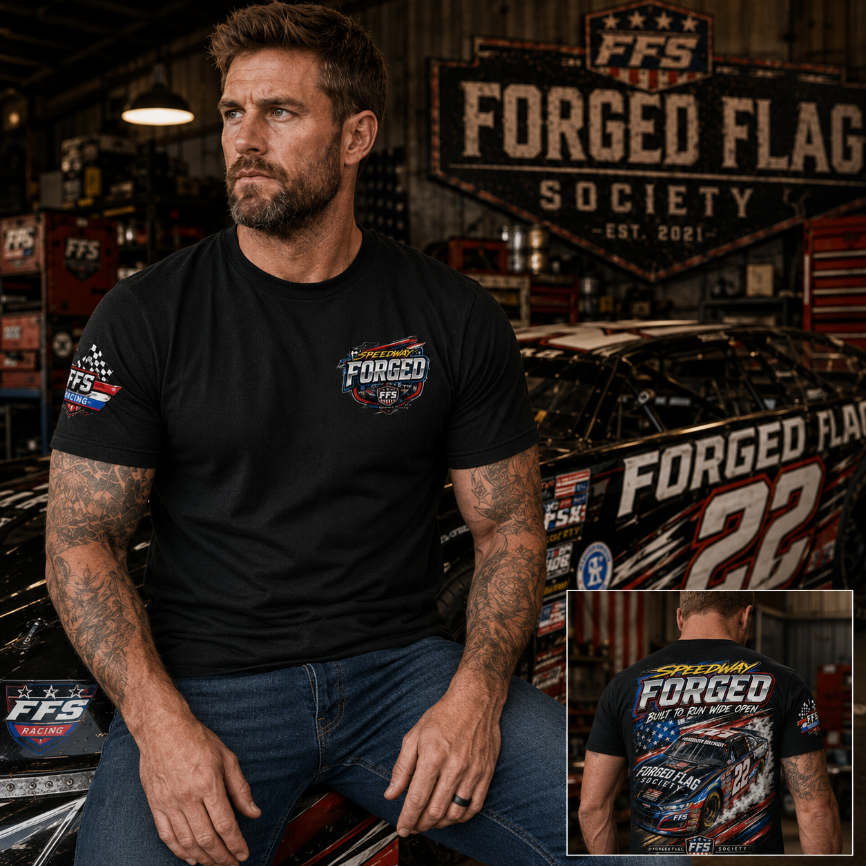 Speedway Forged Flag Tee