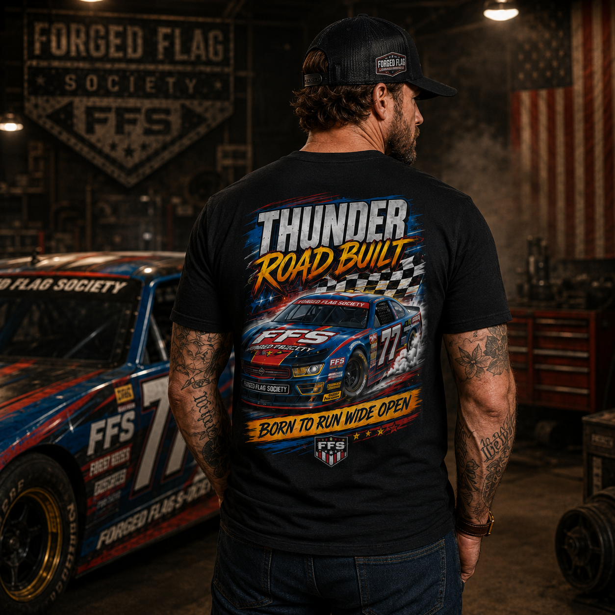 Thunder Road Built Forged Flag Tee