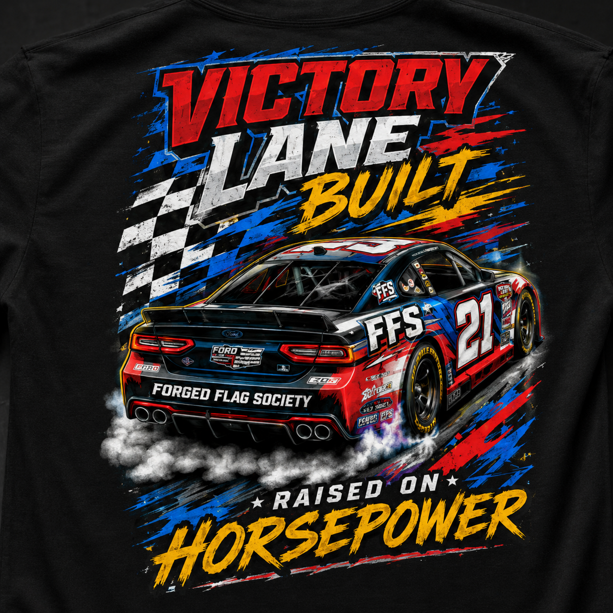 Victory Lane Built Forged Flag Tee