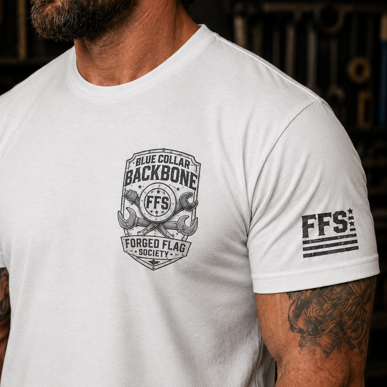 Blue Collar Backbone Forged Flag Tee