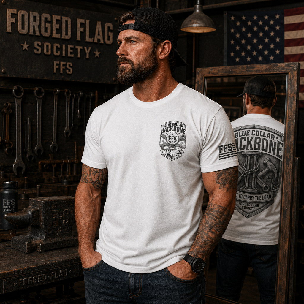 Blue Collar Backbone Forged Flag Tee