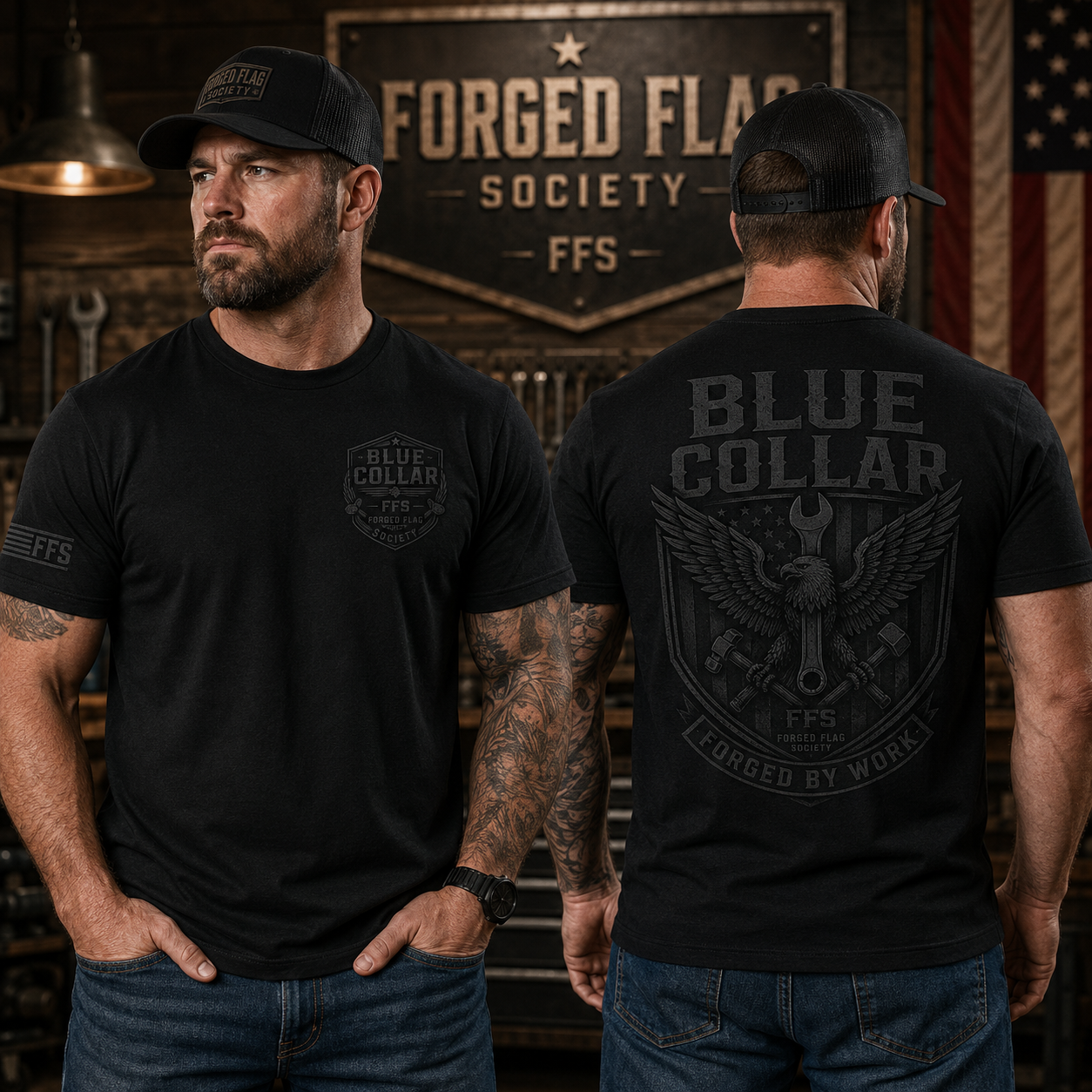 Blue Collar Forged Flag Tee