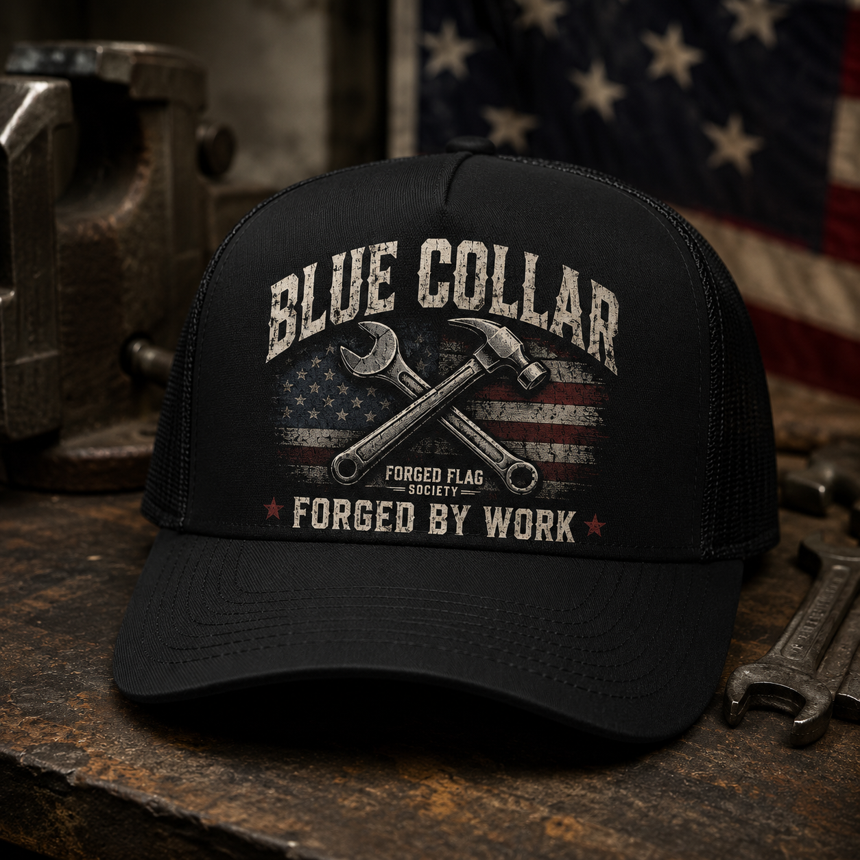 Blue Collar Forged Flag Hat