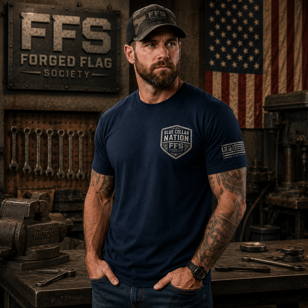 Blue Collar Nation Forged Flag Tee