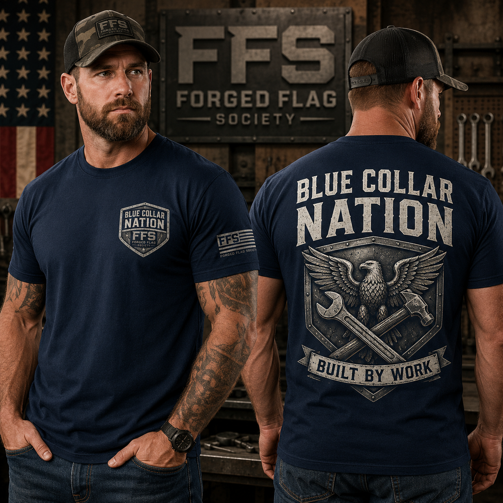 Blue Collar Nation Forged Flag Tee