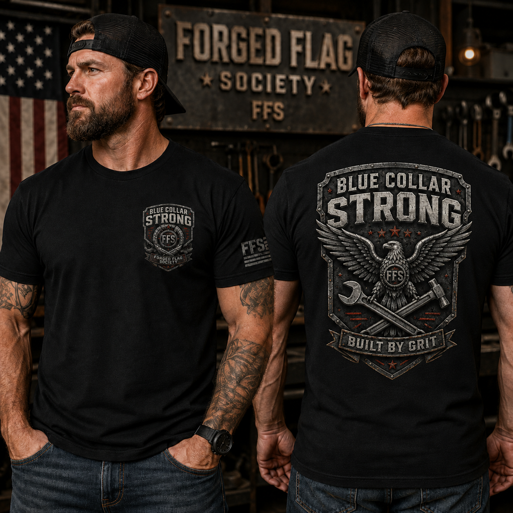 blue-collar-strong-forged-flag-society-main-image back and front on male model