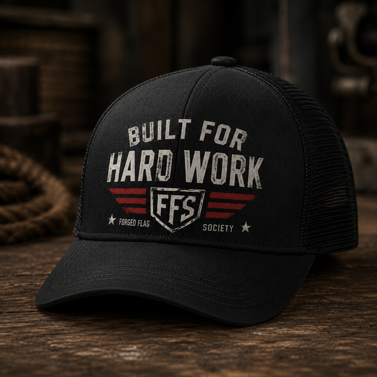 Built For Hard Work Forged Flag Hat