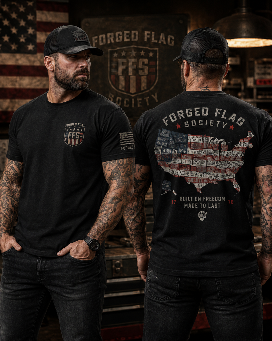 Built On Freedom Forged Flag Tee