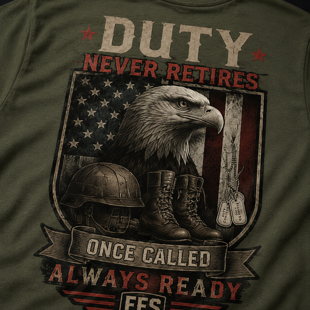 Duty Never Retires Forged Flag Tee