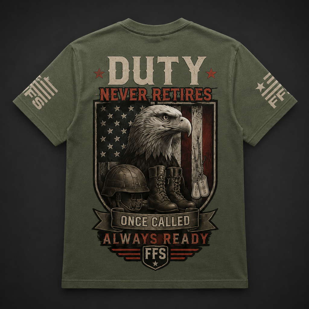 Duty Never Retires Forged Flag Tee