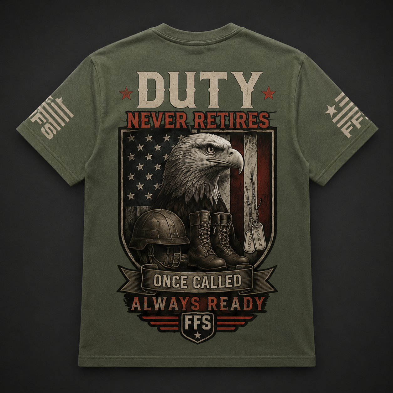 Duty Never Retires Forged Flag Tee