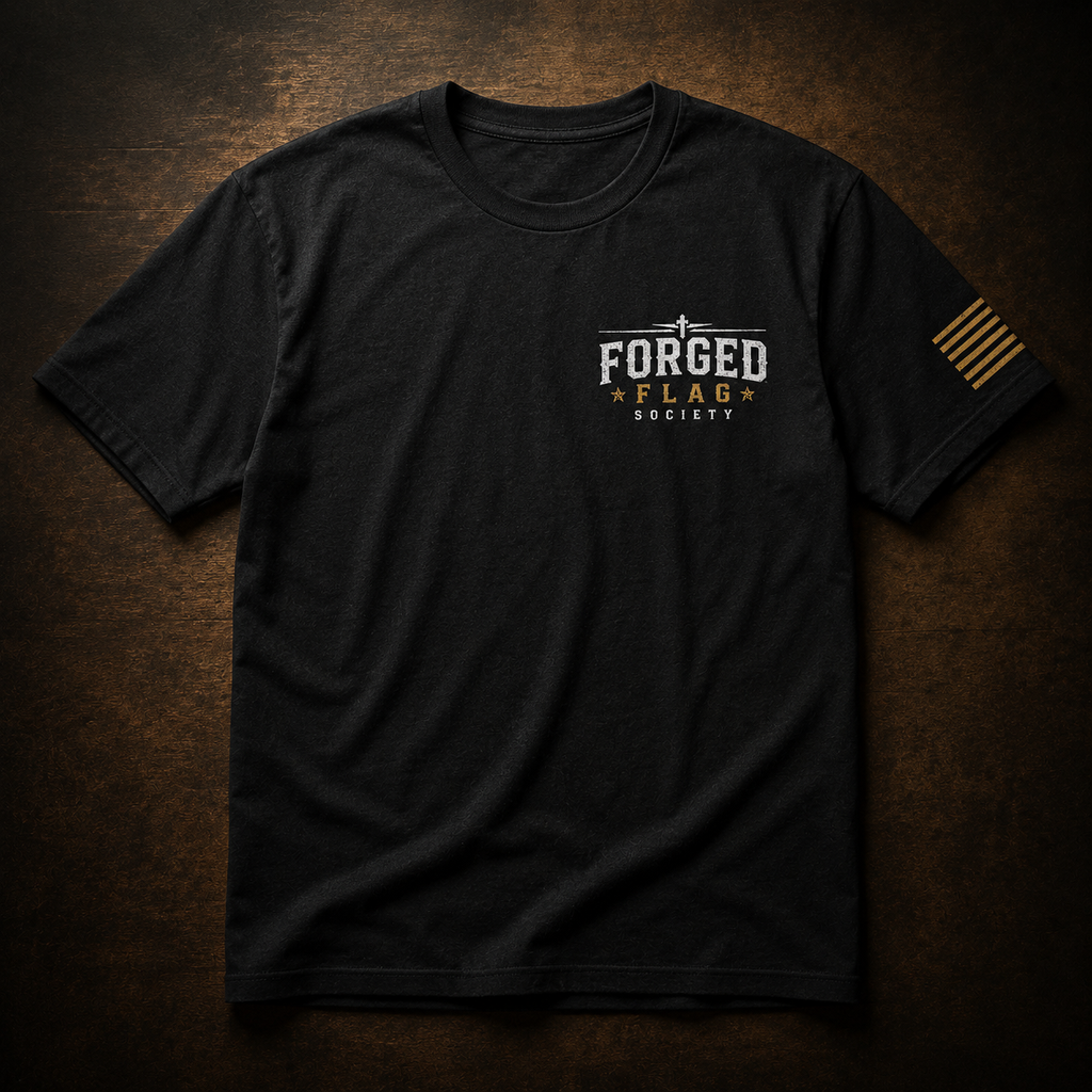 Faith Strength Freedom Forged Flag Tee