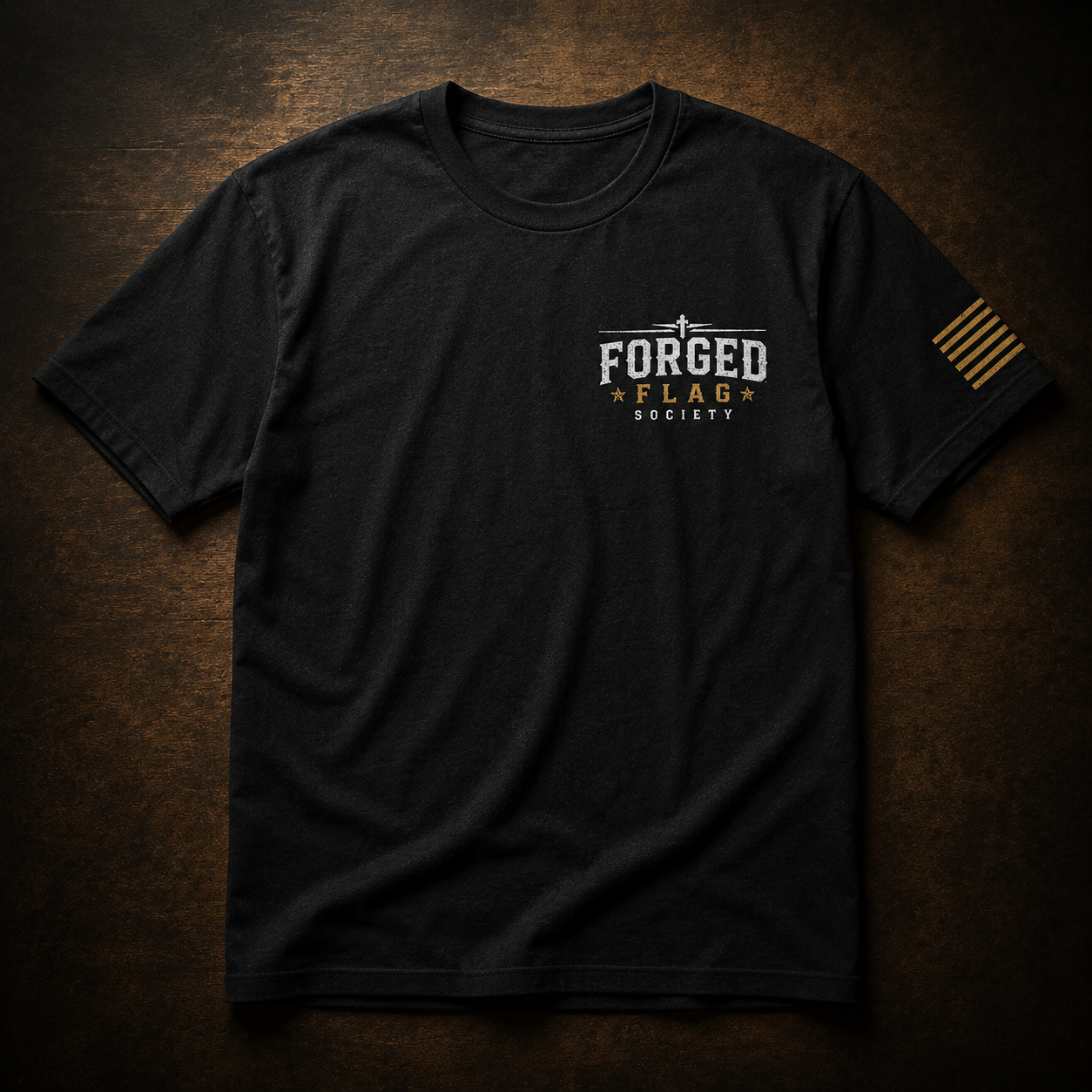 Faith Strength Freedom Forged Flag Tee