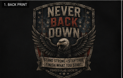 Never Back Down Forged Flag Tee