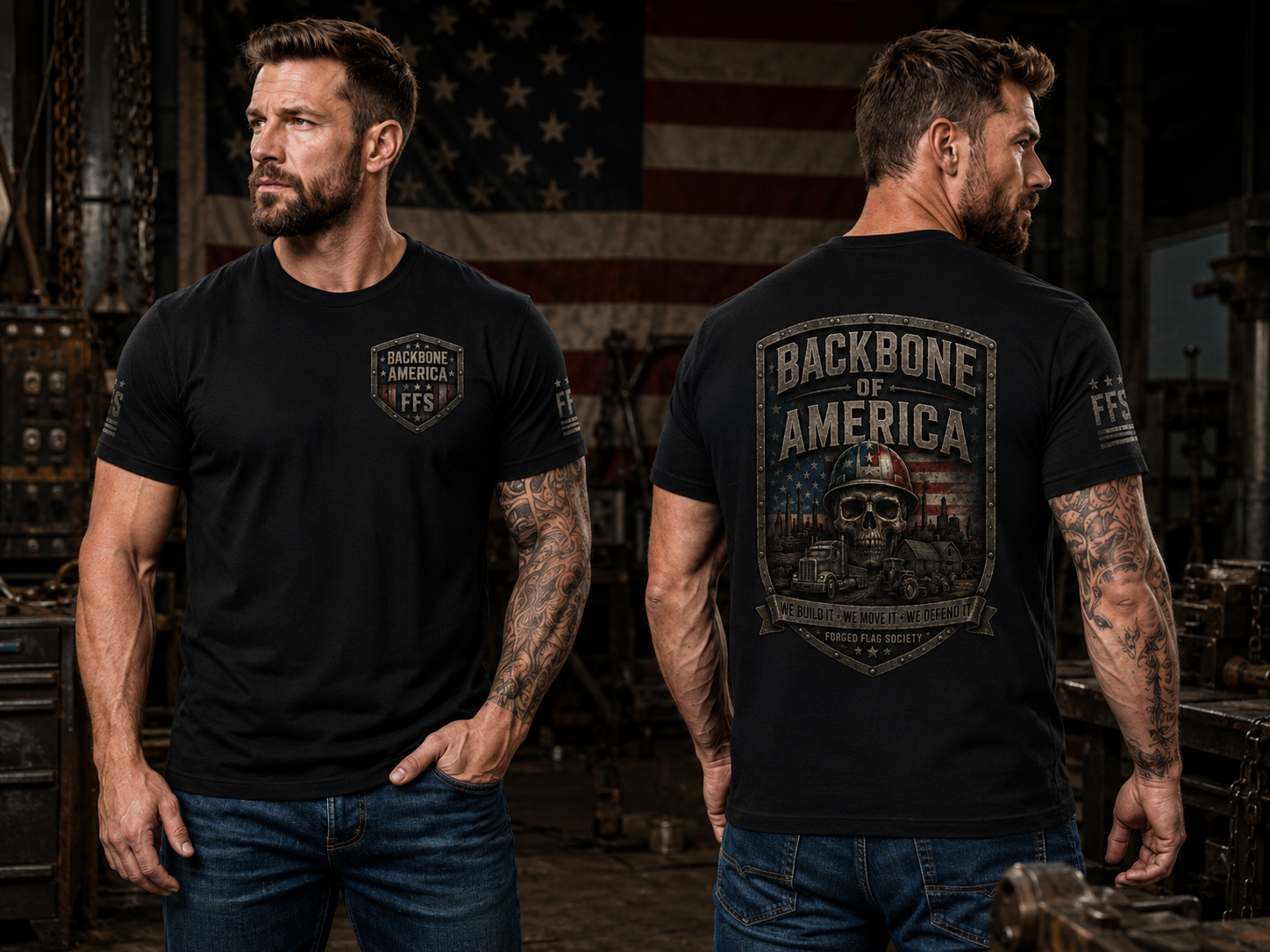 Backbone of America Forged Flag Tee