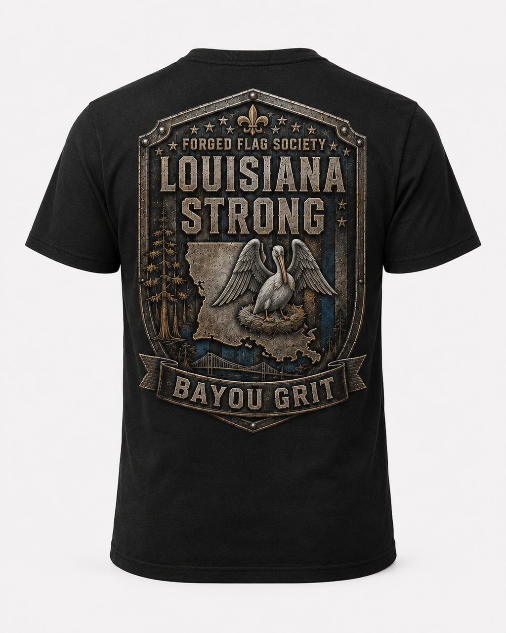 Louisiana Strong Forged Flag Tee