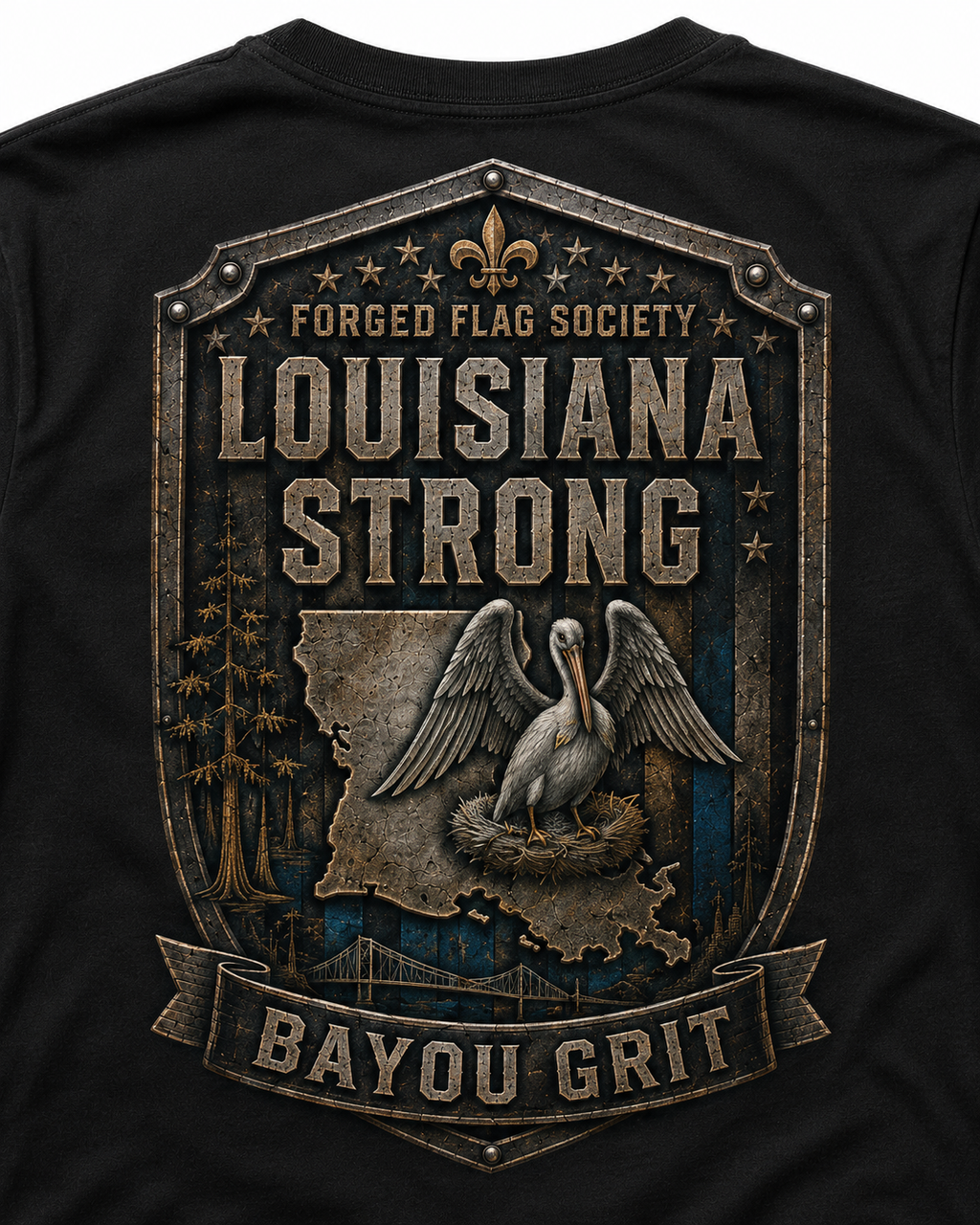 Louisiana Strong Forged Flag Tee