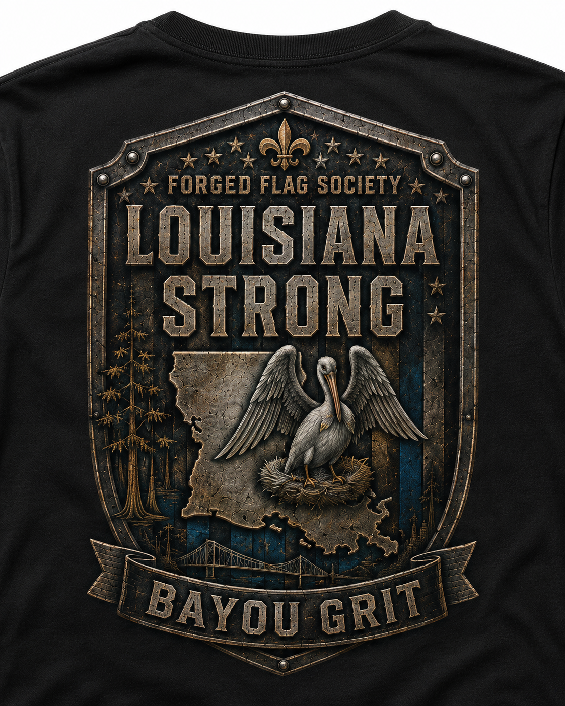 Louisiana Strong Forged Flag Tee