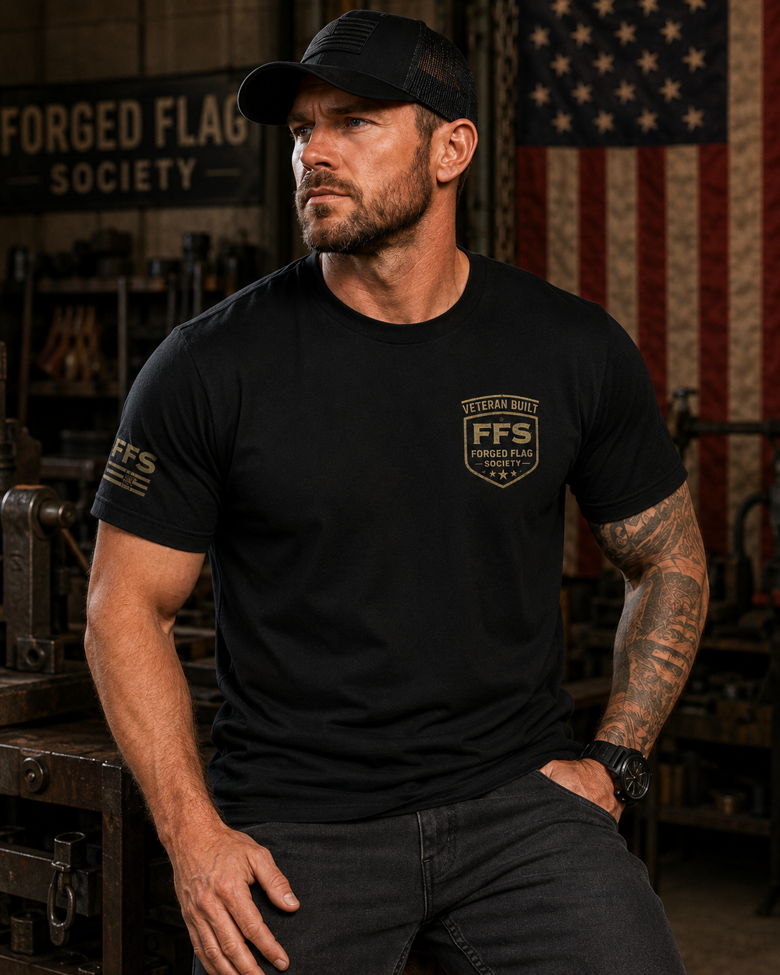 Veteran Built Forged Flag Tee