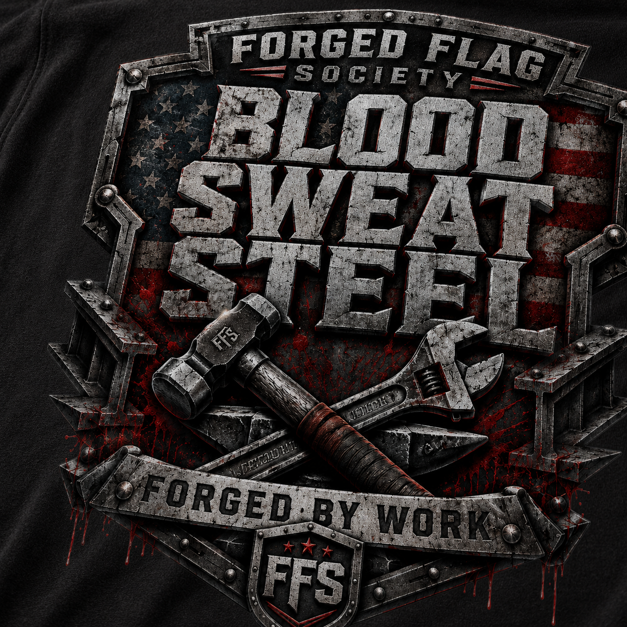 Blood Sweat Steel Forged Flag Tee