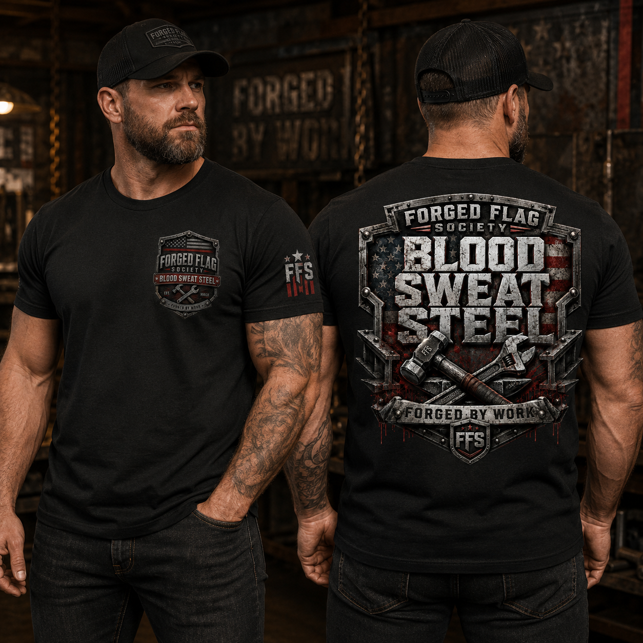 Blood Sweat Steel Forged Flag Tee