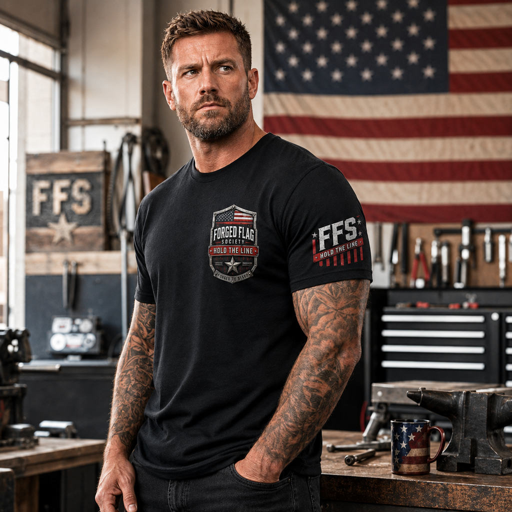 Hold The Line Forged Flag Tee