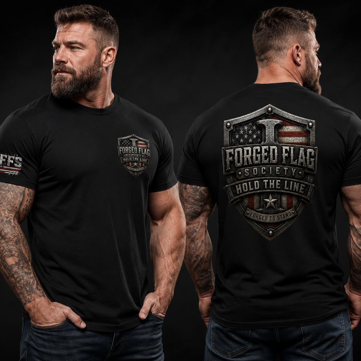 Hold The Line Forged Flag Tee