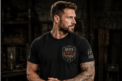 Never Back Down Forged Flag Tee