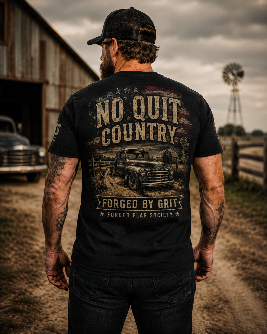 No Quit Country Forged Flag Tee