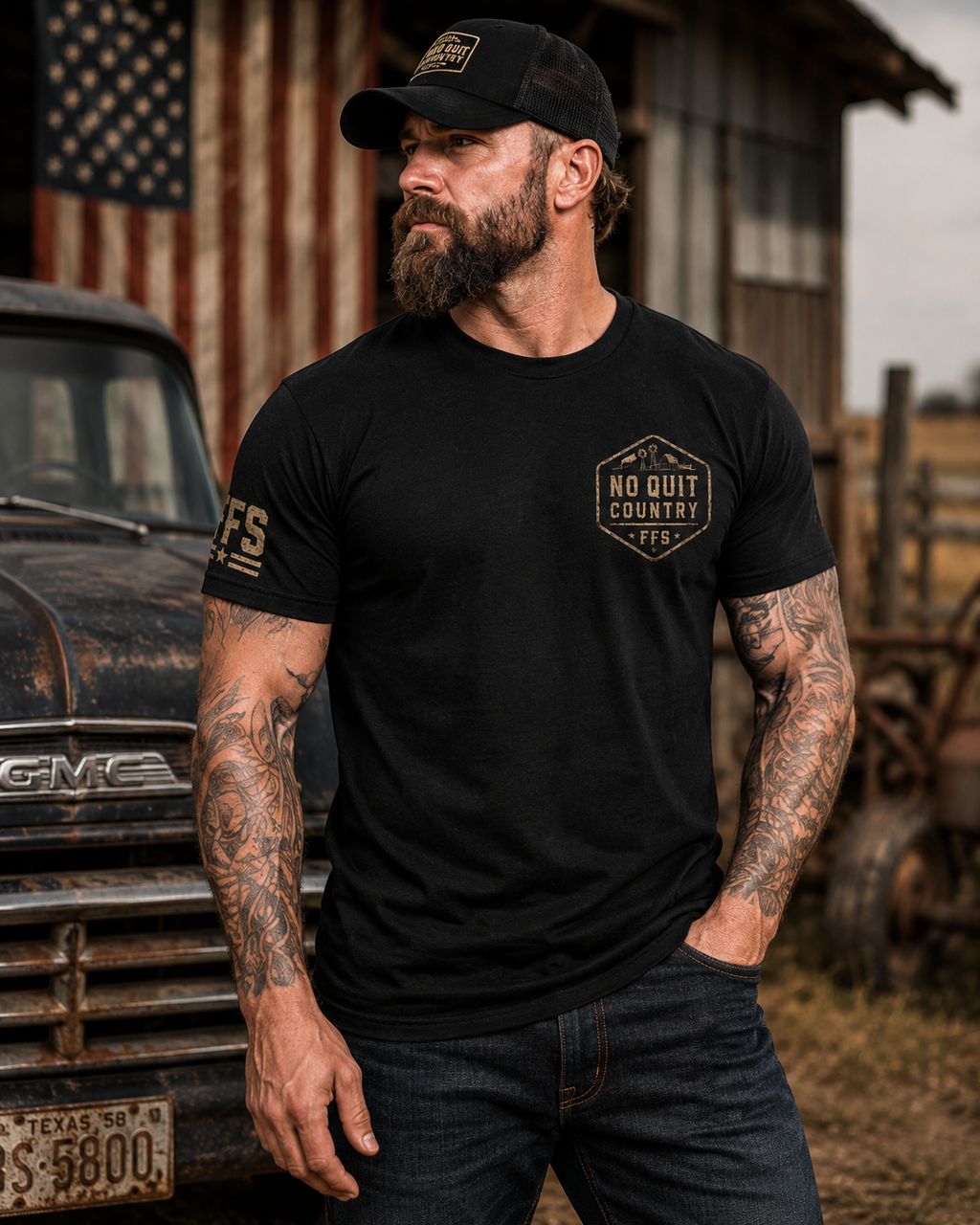 No Quit Country Forged Flag Tee